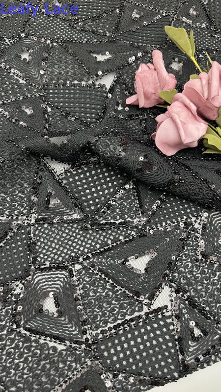 Leafy 3D Floral Lace Fabric Embroidery Fabric Elegant And Breathe Sequin Lace Fabric Luxury Occasion Fabric