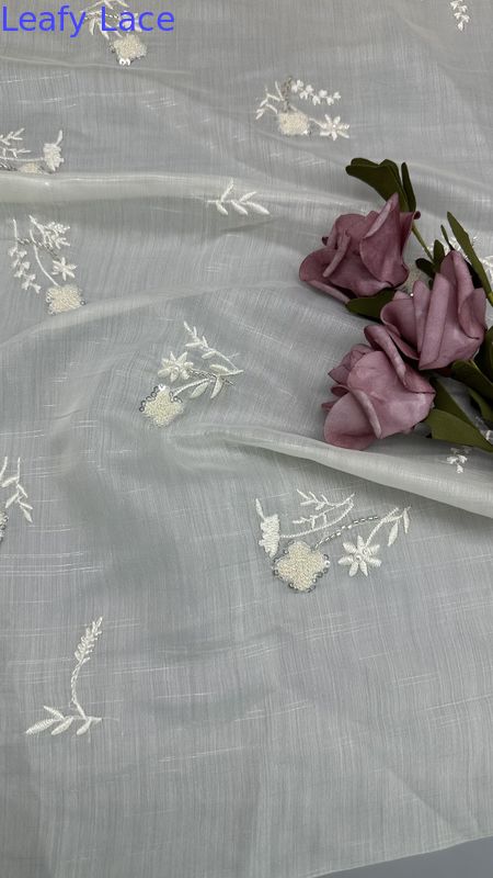 Beaded French Chantilly Lace Fabric Luxury Sequin Mesh Lace for Evening Gowns and Couture Designs