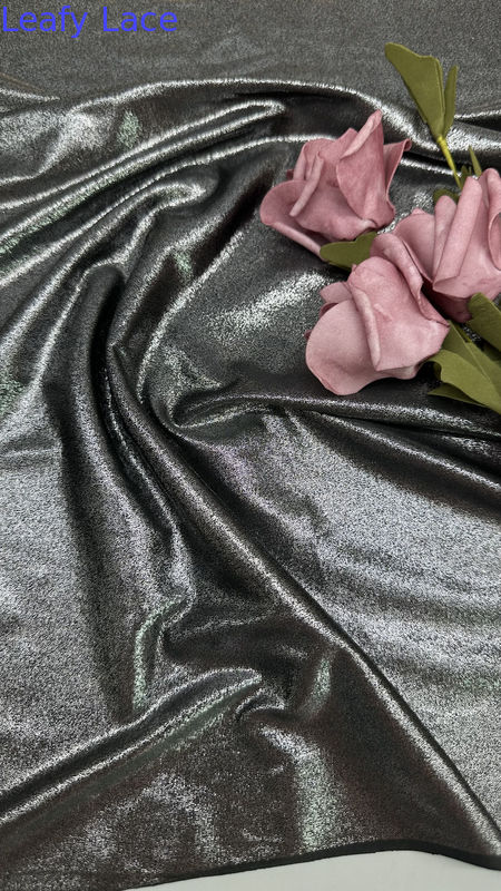 Leafy Sequin Embroidered Sliver Color Lace Fabric For Gowns Bold And Luxurious Making Dramatic And Eye-Catching Evening Gowns