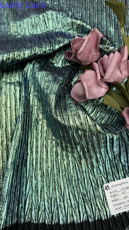 Metallic Rib Lace Fabric for Gowns Luxury Intricate Embroidery Making Dramatic