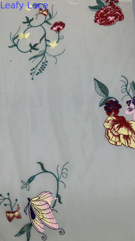 Embroidered Lace On Nude Mesh Romantic And Delicate Fabric For Spring Gala Gowns