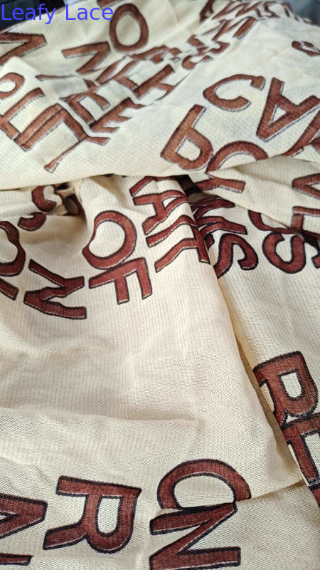 Leafy Letter Printed Lace Fabric For Effect High Quality Special Design Evening Dresses