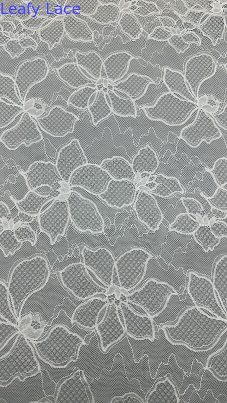 White Floral Embroidered Lace Fabric Dresses Customized Beauty And Swee Leafy Customized