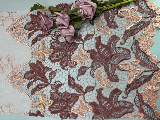 Vải thêu bướm 3D 129CM cho trang phục nữ