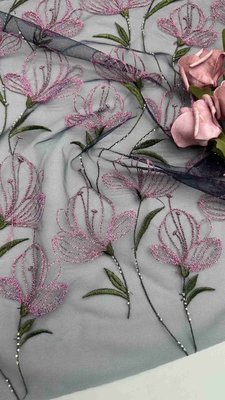 Hoa tulip ren vải thêu màu Lady Dress Dệt may