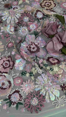 Semi Sheer Flower Sequin Dệt thêu cho phụ nữ Quần áo thời trang