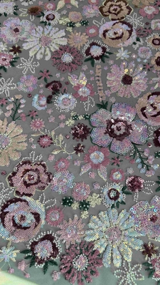 Semi Sheer Flower Sequin Dệt thêu cho phụ nữ Quần áo thời trang