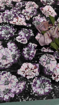 Mesh Tulle Sequin thêu vải 49 inch hoa cho phụ nữ mặc