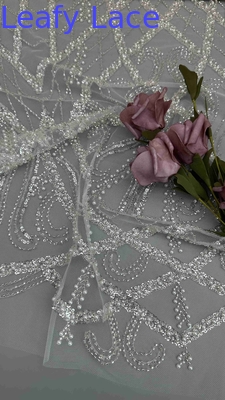 Ngọc trai và Tulle lưới vải thêu vải cho trang phục buổi tối quần áo thương hiệu quần áo nhà máy may mặc