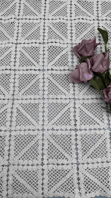 100% Cotton Ivory GEO chất lượng cao thêu vải renda Full Width cho thời trang phụ nữ quần áo