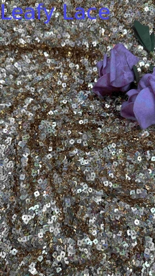 50 Inch màu nâu chất lượng cao rực rỡ hình vuông Sequin lưới thêu Dentel trang phục vải cho trang phục buổi tối