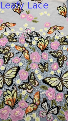 Polyester thêu hoa renda vải 3D vải dệt renda cho trang phục phụ nữ