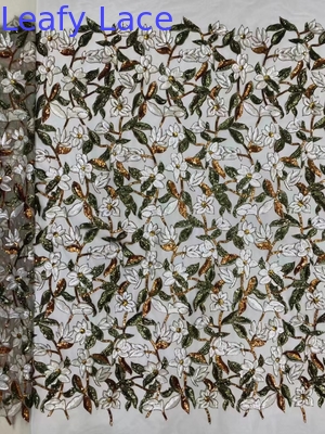 Mái hoa tinh tế Mesh Sequin vải thêu cho trang trí gia đình phụ nữ quần áo