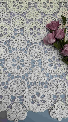 100% Cotton Ivory Floral Elegant Design Soft-Handfeel Thêu vải renda Full Width Cho quần áo thời trang