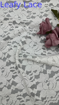 55 Inch Width Nylon Spandex Màu trắng Stretch Hoa Thiết kế Dây mạc đàn hồi với vỏ bọc