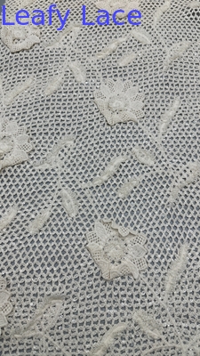 100% Cotton Eco-Friendly Crochet Thêu vải renda với mẫu hoa