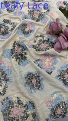 Lớp vải thêu đầy đủ với các mẫu hoa màu sắc trên 100% vải rayon cho trang phục buổi tối thời trang
