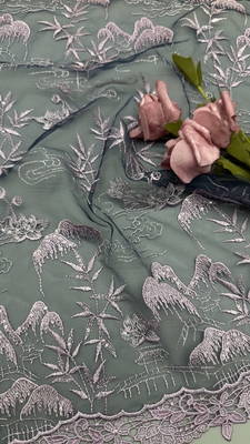 100% Cotton Embroidery Lace Fabric Floral Style Hít thở và thanh lịch