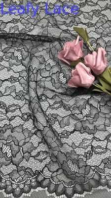 Vải đan dây lưới đan màu đen đan thêu vải đan lá đan thêu vải