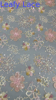 Sequin vải thêu màu lá Sequin hoa thở Sequin da lace fabric Luxury Occasion fabric