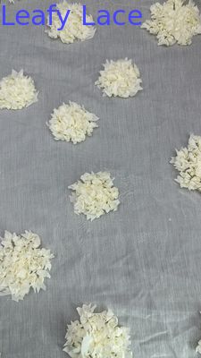Vải lưới tulle lá thêu vải renda hoa thở lưới lá cho trang phục