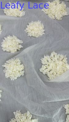 Vải lưới tulle lá thêu vải renda hoa thở lưới lá cho trang phục