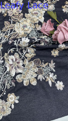 Vải thêu đinh hoa tươi sáng Sequin hoa mạc vải bữa tiệc