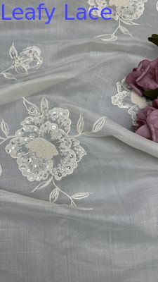3D hoa Tulle Mesh vải thở Mesh renda vải lá Sequin vải