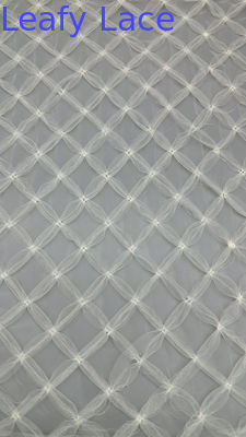 Pháp Chantilly Dây mạc vải thở Plaid Sequin Mesh Dây mạc vải lá vải