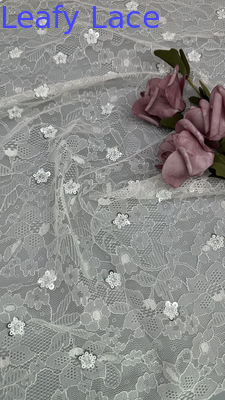 Vải chải Chantilly màu trắng của Pháp Vải lông hoa sang trọng Vải chải cho váy tối và thiết kế thời trang