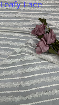 Thuần dệt tulle Mesh Lace Fabric Pleated Fabric cho quần áo Couture và thiết kế thời trang