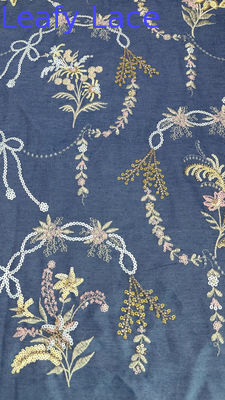 Văn hóa phương Đông Cotton Embroidery Lace Fabric Mesh Floral Sequin Floral For Ladies