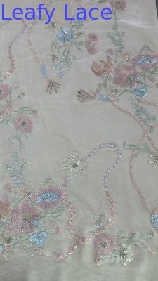 Vải ren hoa lá sequin văn hóa phương Đông để may váy đầm dạ hội lấp lánh