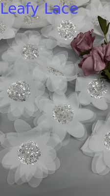 Pháp Chantilly lát lát cho lưới thở 3D-Floral cao cấp renda Sequin vải sang trọng