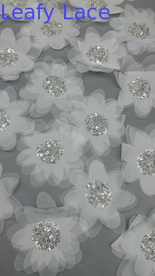 Pháp Chantilly lát lát cho lưới thở 3D-Floral cao cấp renda Sequin vải sang trọng