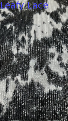 Đen và trắng Sequin thêu vải thanh lịch cho AW mùa cho bữa tiệc phụ nữ