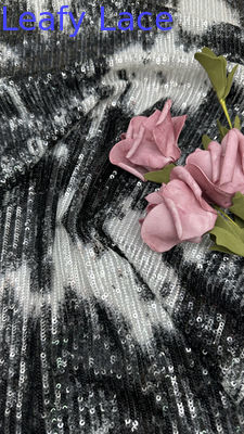 Đen và trắng Sequin thêu vải thanh lịch cho AW mùa cho bữa tiệc phụ nữ