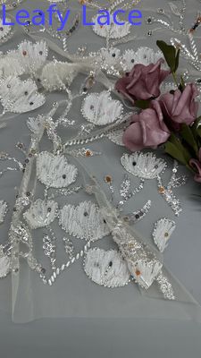Bead Luxury Leafy Mesh Ground Thêu vải Sequin hoa cho dịp văn hóa phương Đông