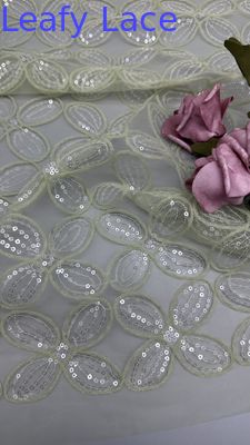 Vải thêu sequin hình Bốn Lá May Mắn cho Áo choàng, Váy Cưới Nữ Thoáng Khí