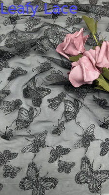 Butterfly Luxury Chemical Lace Fabric Romantic Lace cho đám cưới Couture Black Mesh Dresses
