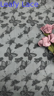 Butterfly Luxury Chemical Lace Fabric Romantic Lace cho đám cưới Couture Black Mesh Dresses