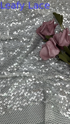 Vải ren thêu lưới sequin Tulle Polyester Khoét lỗ cho Váy dạ hội