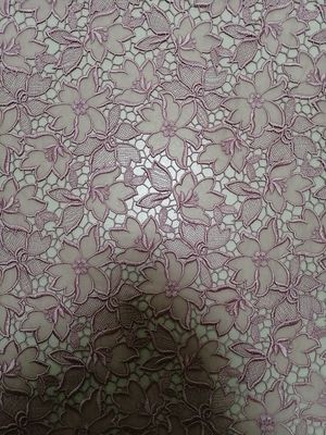 Vải ren thêu hoa màu hồng 125CM cho hàng may mặc của phụ nữ