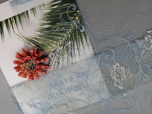 49 "Bule Tulle Foil tráng ren lưới thêu