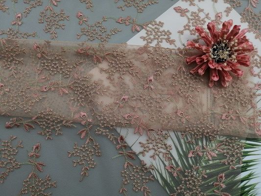 Vải tuyn hoa nhỏ màu vải ren thêu trên sân