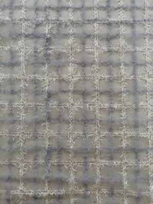 Vải thêu đính Lurex hình học màu xanh 125CM