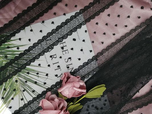 Đường chấm đen Vải tuyn lưới thêu ren cho dệt gia dụng