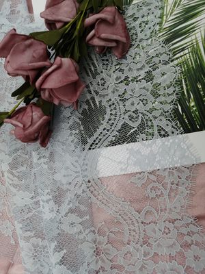 Màu xám 100% nylon lông mi sò ren Vải ren hoa 3D