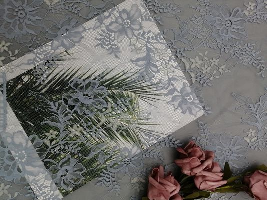 Vải ren viền lông mi màu xám cho trang phục dạ hội của quý cô