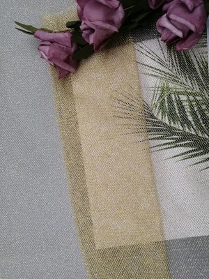 Vải lưới Lurex kim loại mềm màu vàng cho trang phục buổi tối
